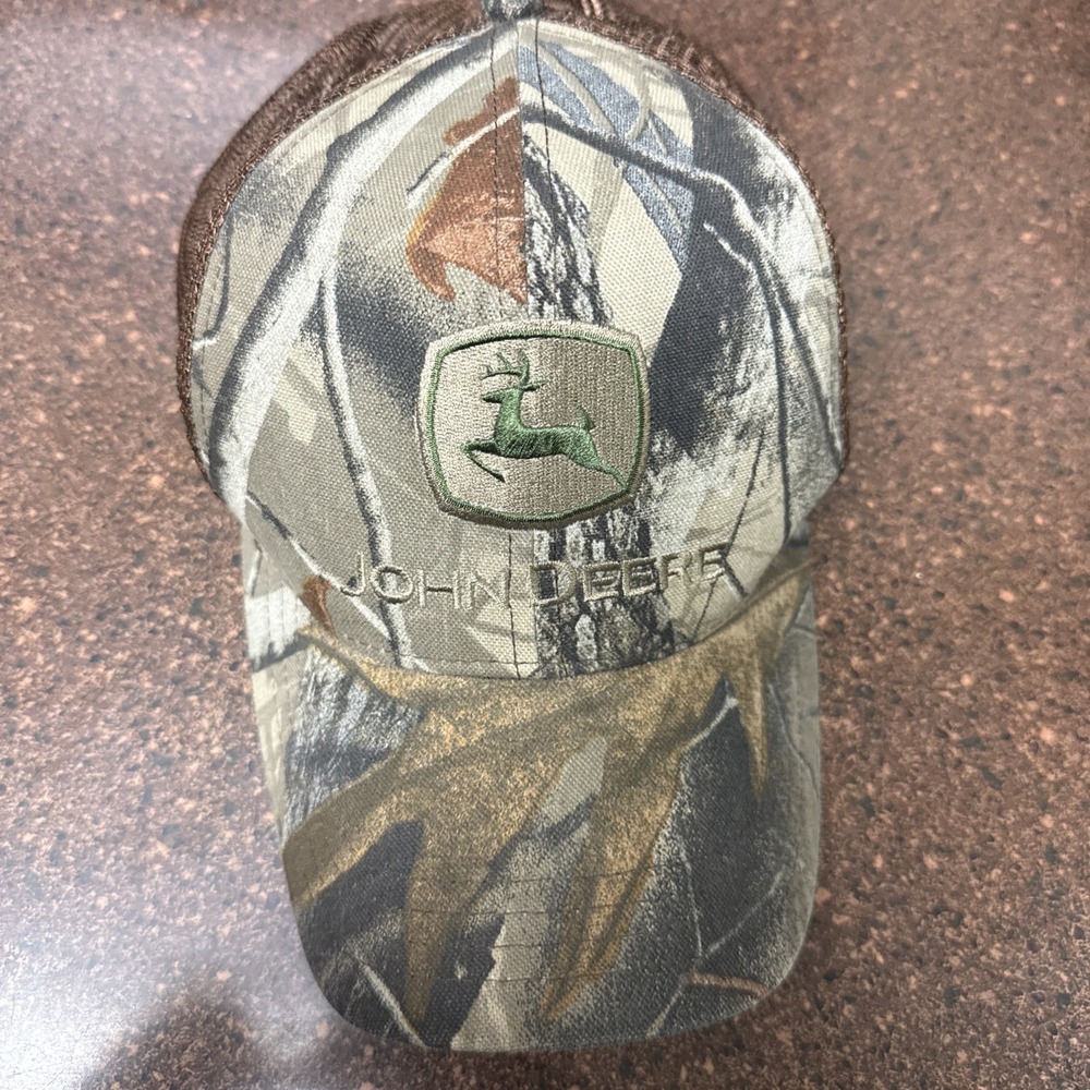 John Deere Trucker Hat Camo Hunt Mesh Snapback Adjustable Cap Embroidered Logo - Picture 3 of 8